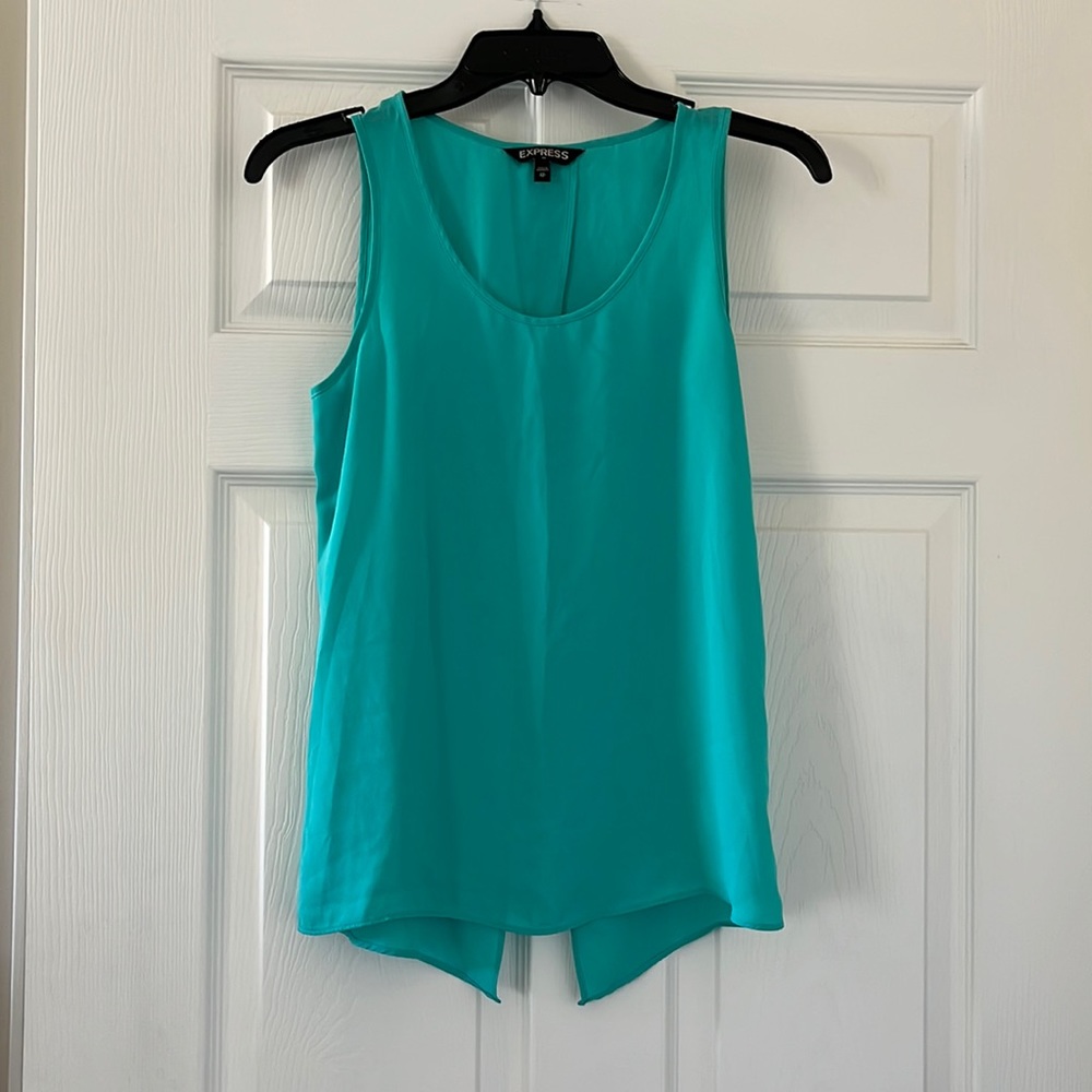 Express teal split back tank